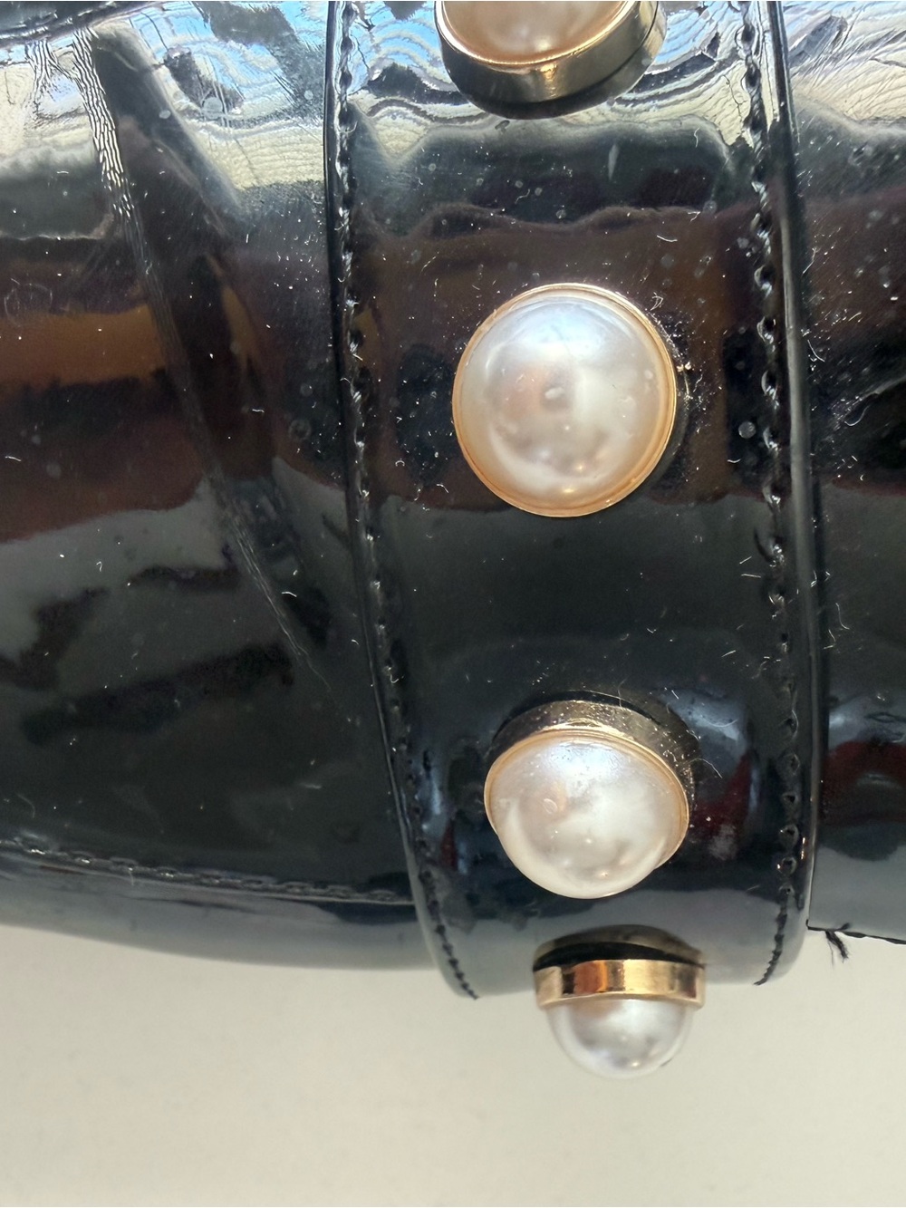 Alex Marie Black Patent Pearl Embellished Lug Sole Loafers – Size 7M - Picture 3 of 7